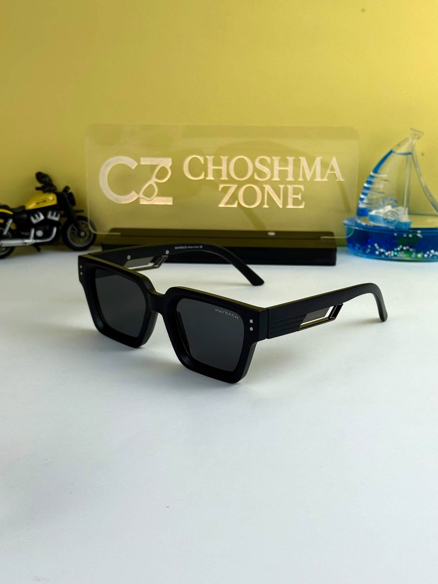 Maybach Signature Square Sunglasses-Ash - Black / Medium frame